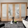 Four Sliding Doors and Frame Kit - Pattern 10 Oak 1 Pane Door - Clear Glass - Prefinished