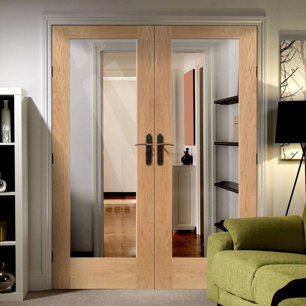 Pattern 10 Oak French Door Pair - Clear Glass