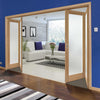 Four Folding Doors & Frame Kit - Pattern 10 Oak 2+2 - Frosted Glass - Unfinished