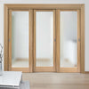 Three Sliding Doors and Frame Kit - Pattern 10 Oak Door - Frosted Glass - Unfinished