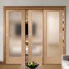 Bespoke Thruslide Pattern 10 1 Pane Oak Glazed - 3 Sliding Doors and Frame Kit - Prefinished