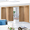 Five Folding Doors & Frame Kit - Pattern 10 Oak 2 Panel 3+2 - Unfinished