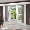 Double Sliding Door & Wall Track - Pattern 10 1 Pane Doors - Clear Glass - White Primed