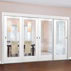 Four Sliding Doors and Frame Kit - Pattern 10 1 Pane Door - Clear Glass - White Primed