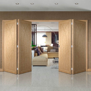 Image: Bespoke Thrufold Pesaro Oak Flush Folding 2+2 Door - Prefinished