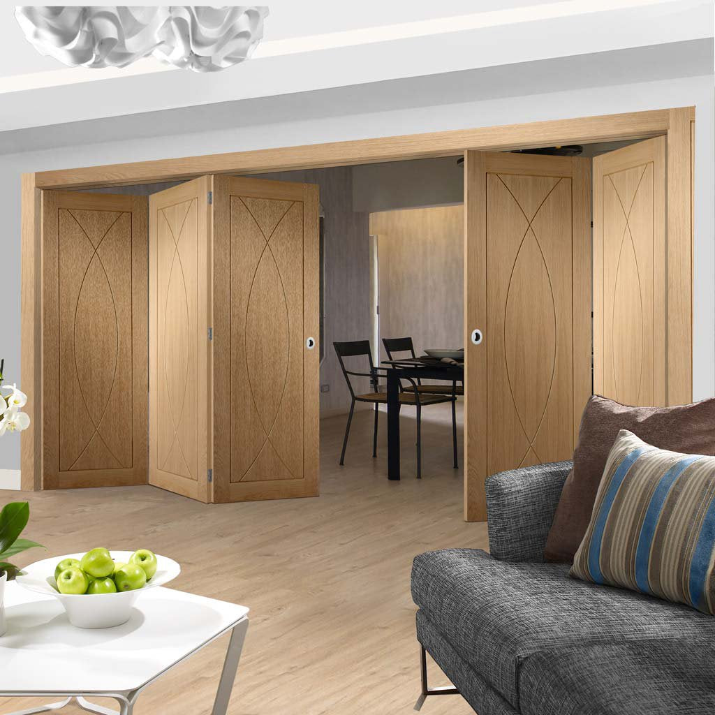 Bespoke Thrufold Pesaro Oak Flush Folding 3+2 Door