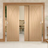 Bespoke Thruslide Pesaro Oak Flush - 3 Sliding Doors and Frame Kit - Prefinished