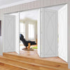 Five Folding Doors & Frame Kit - Pesaro Flush 3+2 - White Primed