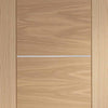 Bespoke Thruslide Surface Portici Oak Flush - Sliding Double Door and Track Kit - Aluminium Inlay - Prefinished