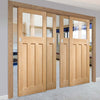 Bespoke Thruslide DX 1930's Oak Glazed - 4 Sliding Doors and Frame Kit - Prefinished