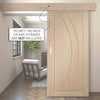 Single Sliding Door & Wall Track - Salerno Oak Flush Door - Prefinished