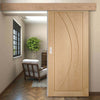 Single Sliding Door & Wall Track - Salerno Oak Flush Door - Prefinished