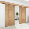 Bespoke Thruslide Surface Messina Oak Flush - Sliding Double Door and Track Kit - Prefinished