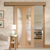 Single Sliding Door & Wall Track - Verona Oak Door - Clear Glass - Prefinished