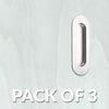 Pack of Three Burbank 120mm Sliding Door Oval Flush Pulls - Satin Stainless Steel