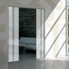 Ratho 8mm Obscure Glass - Clear Printed Design - Double Evokit Pocket Door