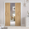 Reims Diamond 5 Panel Oak Double Evokit Pocket Doors - Prefinished