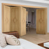 Four Folding Doors & Frame Kit - Reims Diamond 5 Panel Oak 3+1 - Prefinished