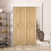 Pass-Easi Two Sliding Doors and Frame Kit - Reims Diamond 5 Panel Oak Door - Prefinished