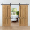 Double Sliding Door & Track - Rustic Shaker 4 Panel Oak Doors - Prefinished