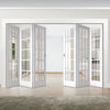 Six Folding Doors & Frame Kit - SA 15 Pane 3+3 - Clear Glass - White Primed