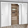 Minimalist Wardrobe Door & Frame Kit - Four Salerno Flush Doors - White Primed 