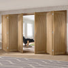 Six Folding Doors & Frame Kit - Salerno Oak Flush 3+3 - Unfinished