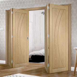 Image: Bespoke Thrufold Salerno Oak Flush Folding 2+2 Door - Prefinished