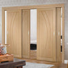 Bespoke Thruslide Salerno Oak Flush - 4 Sliding Doors and Frame Kit - Prefinished