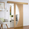 Single Sliding Door & Wall Track - Salerno Oak Door - Clear Glass - Unfinished