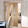 Bespoke Thruslide Salerno Oak Glazed - 2 Sliding Doors and Frame Kit - Prefinished