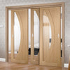 Three Sliding Doors and Frame Kit - Salerno Oak Door - Clear Glass - Unfinished