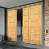 Pass-Easi Three Sliding Doors and Frame Kit - Seville Oak Panel Door - Prefinished