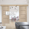 Double Sliding Door & Wall Track - Shaker Oak 4 Panel Door - Prefinished