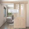 Single Sliding Door & Wall Track - Malton Oak Shaker 2 Pane & 2 Pane Door - Clear Glass