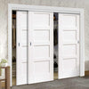 Bespoke Thruslide Shaker 4 Panel 3 Door Wardrobe and Frame Kit - White Primed