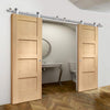 Sirius Tubular Stainless Steel Sliding Track & Shaker Oak 4 Panel Double Door - Prefinished