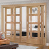 Bespoke Thruslide Shaker Oak 4 Pane Glazed - 4 Sliding Doors and Frame Kit