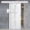 Single Sliding Door & Wall Track - Sierra Blanco Door - Frosted Glass - White Painted