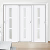 Three Sliding Wardrobe Doors & Frame Kit - Sierra Blanco Door - Frosted Glass - White Painted