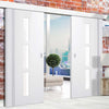 Double Sliding Door & Wall Track - Sierra Blanco Doors - Frosted Glass - White Painted