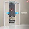 Crichton 8mm Obscure Glass - Clear Printed Design - Double Evokit Pocket Door