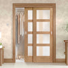 Bespoke Thruslide Shaker Oak 4 Pane Glazed 2 Door Wardrobe and Frame Kit - Prefinished