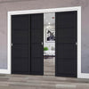 Pass-Easi Three Sliding Doors and Frame Kit - Soho 4 Panel Charcoal Door - Prefinished