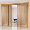 Bespoke Thruslide Suffolk Oak - 4 Sliding Doors and Frame Kit - Prefinished