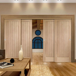 Image: Four Sliding Doors and Frame Kit - Suffolk Oak Door - Prefinished