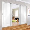 Four Sliding Doors and Frame Kit - Suffolk Flush Door - White Primed