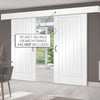 Double Sliding Door & Wall Track - Suffolk Flush Doors - White Primed