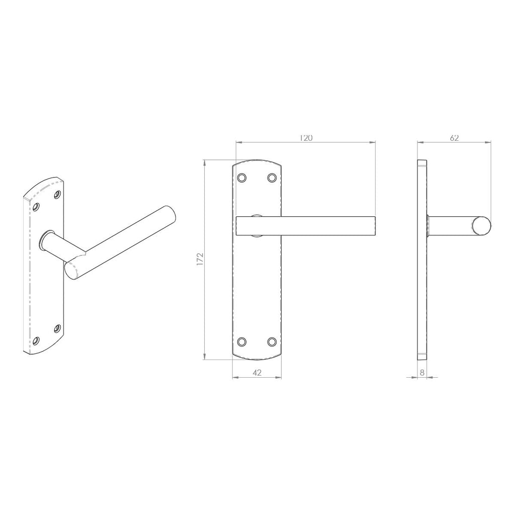 Steelworx CSLP1164B T-Bar Lever Handles on Latch Backplate - 2 Finishe