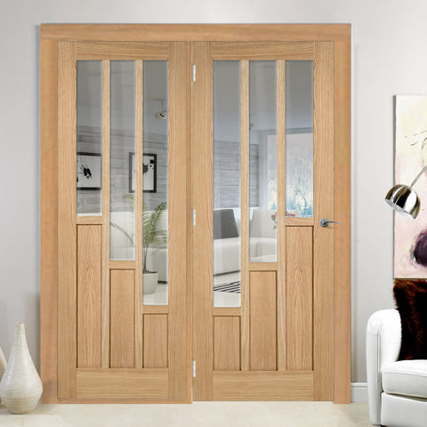 ThruEasi Room Divider - Coventry Contemporary Oak Clear Glass Prefinis